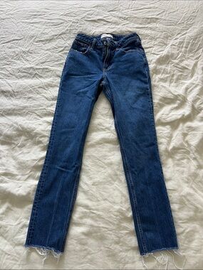Abercrombie & Fitch curve love mid rise 90s straight leg jeans dark wash